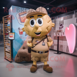 Tan Heart maskot kostume...