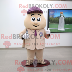 Maskotkarakter af en beige...