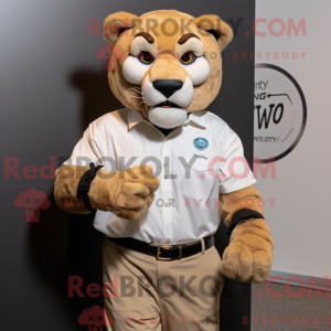 Mascot character of a Tan...