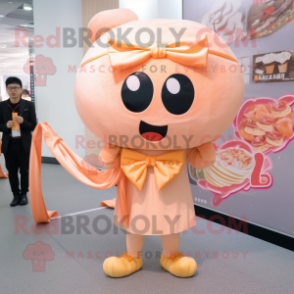 Peach Ramen mascot costume character dressed with a Leggings and Bow ties