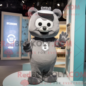 Maskot karakter af en grå...