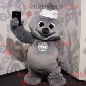 Maskot karakter af en grå...