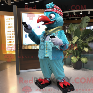 Maskot karakter af en cyan...