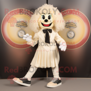 Cream Irish Dancing Shoes mascot costume character dressed with a Blazer and Shoe laces