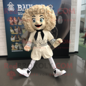 Cream Irish Dancing Shoes mascot costume character dressed with a Blazer and Shoe laces