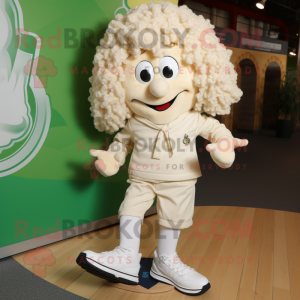 Cream Irish Dancing Shoes mascot costume character dressed with a Blazer and Shoe laces