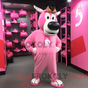 Mascottefiguur van een roze...