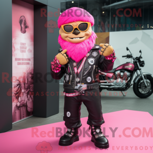 Maskotkarakter af en Pink...
