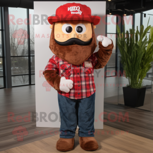 Rust Love Letter mascot costume character dressed with a Flannel Shirt and Caps