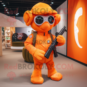 Orange Sniper maskot kostym...