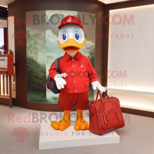 Röd Muscovy Duck maskot...