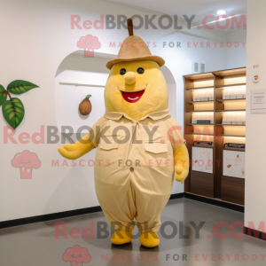 Maskotkarakter af en beige...