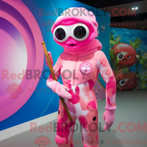 Mascot character of a Pink...