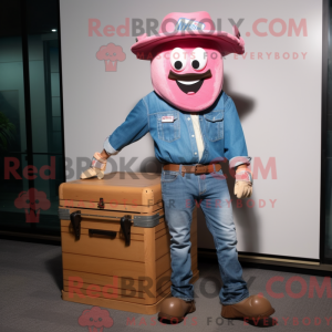 Maskottchenfigur einer rosa...