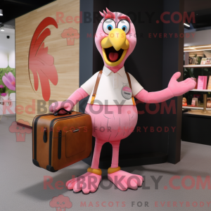 Maskottchenfigur eines rosa...