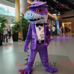Maskot karakter af en lilla...