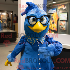 Maskot postava modré...