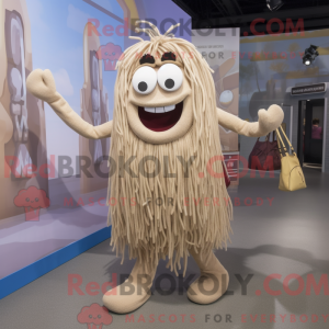 Maskotkarakter af en beige...