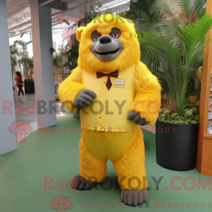 Maskot karakter af en gul...