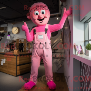 Mascottefiguur van een roze...