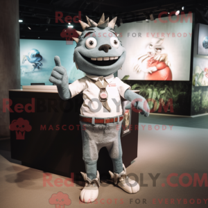 Maskot karakter af en grå...