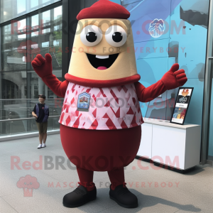 Maroon Ice Cream Cone mascot costume character dressed with a Tank Top and Ties