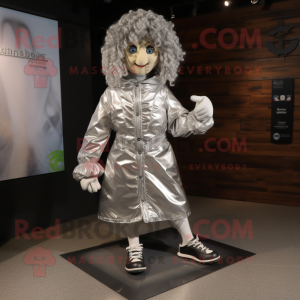 Silver Irish Dancing Shoes mascot costume character dressed with a Coat and Shoe laces