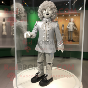 Silver Irish Dancing Shoes mascot costume character dressed with a Coat and Shoe laces