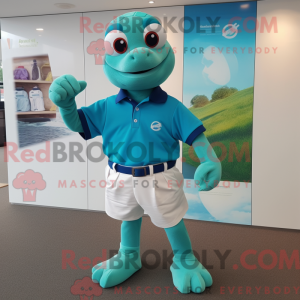 Mascot character of a Teal...