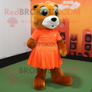 Orange Otter maskot drakt...