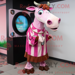 Maskotkarakter af en Pink...