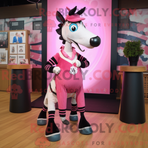 Maskottchenfigur eines rosa...