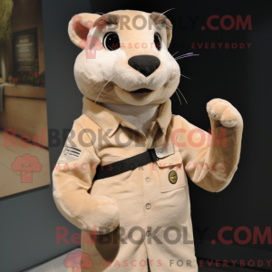 Maskotkarakter af en beige...