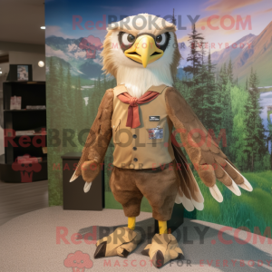 Maskotfigur af en Tan Hawk...