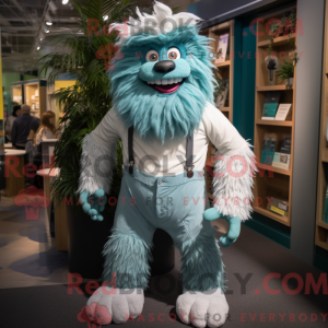 Maskotfigur af en Teal Yeti...