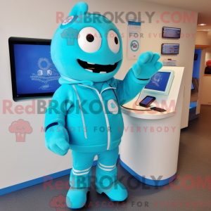 Mascot character of a Cyan...