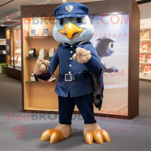 Navy Hawk mascot costume character dressed with a Bootcut Jeans and Coin purses