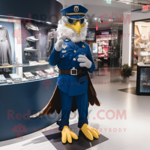 Navy Hawk mascot costume character dressed with a Bootcut Jeans and Coin purses