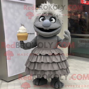 Maskotkarakter av en grå...