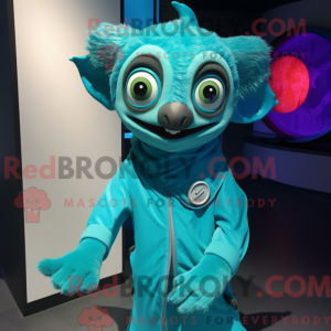 Maskot karakter av en Cyan...