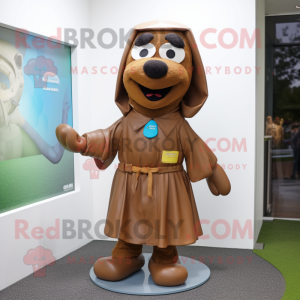Brown Bracelet mascot costume character dressed with a Raincoat and Ties