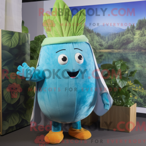Maskot karakter af en cyan...