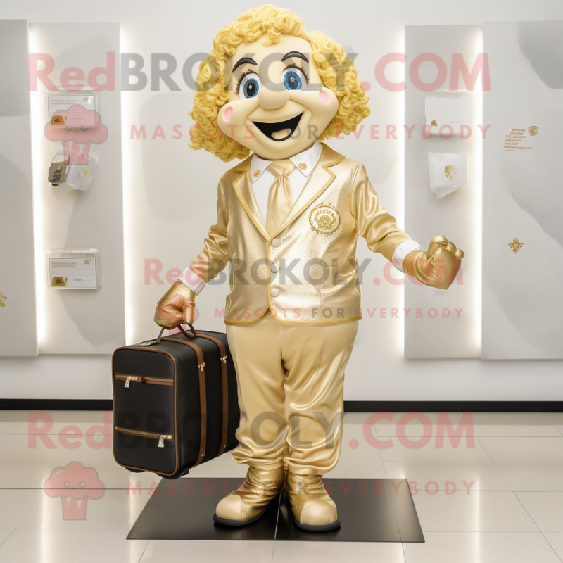 Gold Irish Dancing Shoes mascot costume character dressed with a