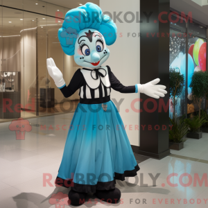 Maskotfigur af en cyan mime...