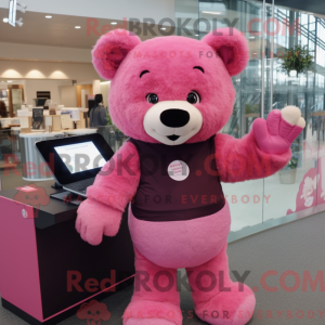 Mascottefiguur van een roze...