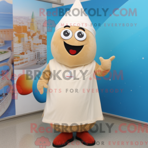 Maskotkarakter af en beige...