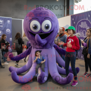 Maskot karakter af en lilla...