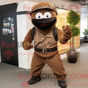 Mascot character of a Brown...