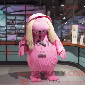 Maskottchen eines rosa...