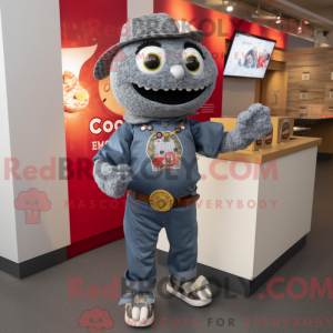 Maskot karakter af en Grå...